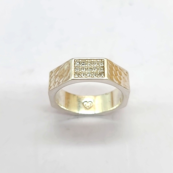 Brighton "Meridian Zenith" Hammered Silver Pave Hand-Set Swarovski Crystal Ring! - Picture 6 of 12
